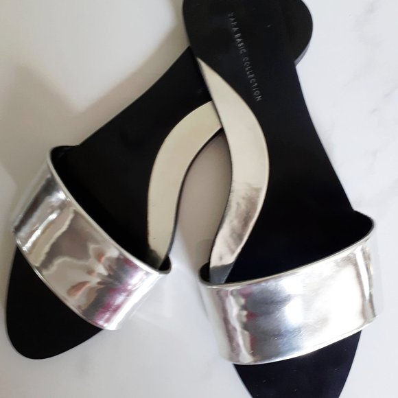Zara patent metallic silver pool slide sandals - Picture 8 of 10